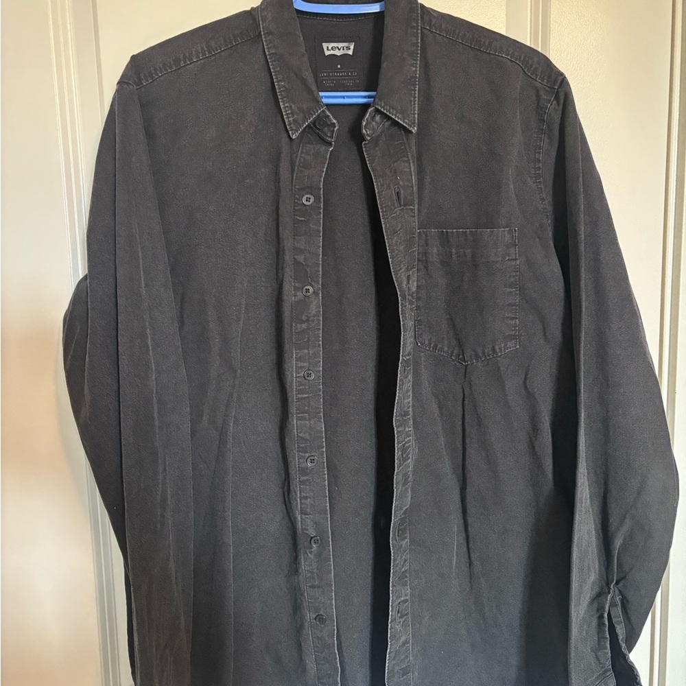 Levi's Men's Black Button Front collared Stretch Denim Shirt